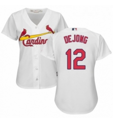 Womens Majestic St Louis Cardinals 12 Paul DeJong Authentic White Home Cool Base MLB Jersey 