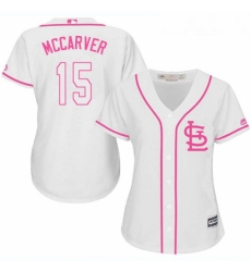 Womens Majestic St Louis Cardinals 15 Tim McCarver Authentic White Fashion Cool Base MLB Jersey