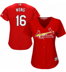 Womens Majestic St Louis Cardinals 16 Kolten Wong Replica Red Alternate Cool Base MLB Jersey