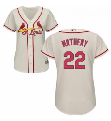 Womens Majestic St Louis Cardinals 22 Mike Matheny Replica Cream Alternate Cool Base MLB Jersey