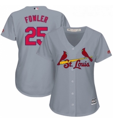 Womens Majestic St Louis Cardinals 25 Dexter Fowler Replica Grey Road Cool Base MLB Jersey