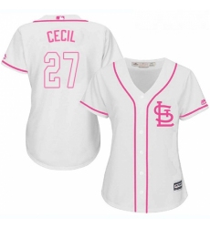Womens Majestic St Louis Cardinals 27 Brett Cecil Authentic White Fashion Cool Base MLB Jersey 