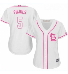 Womens Majestic St Louis Cardinals 5 Albert Pujols Authentic White Fashion Cool Base MLB Jersey