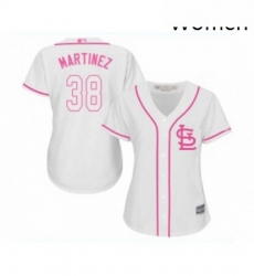 Womens St Louis Cardinals 38 Jose Martinez Replica White Fashion Cool Base Baseball Jersey 