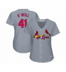 Womens St Louis Cardinals 41 Tyler O Neill Replica Grey Road Cool Base Baseball Jersey 