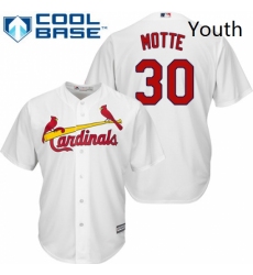 Youth Majestic St Louis Cardinals 30 Jason Motte Replica White Home Cool Base MLB Jersey 
