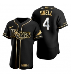 Men Tampa Bay Rays 4 Blake Snell Black Gold 2020 Nike Flexbase Jersey