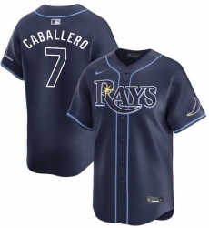 Men Tampa Bay Rays 7 Jos E9 Caballero Navy 2024 Away Limited Stitched Baseball Jersey