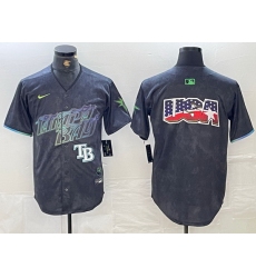 Men Tampa Bay Rays Team Big Logo Charcoal 2024 City Connect Limited Stitched Baseball Jersey 3