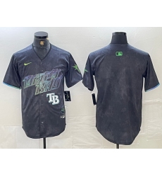 Men Tampa Bay Rays Team Big Logo Charcoal 2024 City Connect Limited Stitched Baseball JerseyS 2