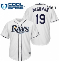 Mens Majestic Tampa Bay Rays 19 Dustin McGowan Replica White Home Cool Base MLB Jersey 