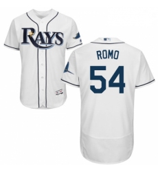 Mens Majestic Tampa Bay Rays 54 Sergio Romo White Flexbase Authentic Collection MLB Jersey