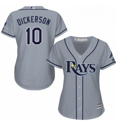 Womens Majestic Tampa Bay Rays 10 Corey Dickerson Replica Grey Road Cool Base MLB Jersey