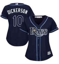 Womens Majestic Tampa Bay Rays 10 Corey Dickerson Replica Navy Blue Alternate Cool Base MLB Jersey