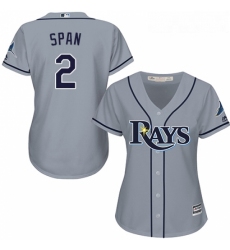 Womens Majestic Tampa Bay Rays 2 Denard Span Authentic Grey Road Cool Base MLB Jersey 