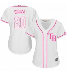 Womens Majestic Tampa Bay Rays 20 Steven Souza Replica White Fashion Cool Base MLB Jersey