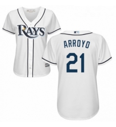 Womens Majestic Tampa Bay Rays 21 Christian Arroyo Replica White Home Cool Base MLB Jersey 