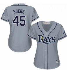 Womens Majestic Tampa Bay Rays 45 Jesus Sucre Replica Grey Road Cool Base MLB Jersey 