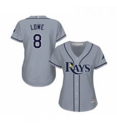 Womens Tampa Bay Rays 8 Brandon Lowe Replica Grey Road Cool Base Baseball Jersey 