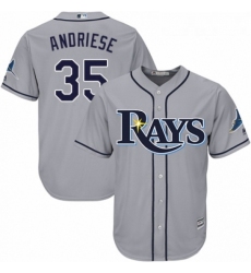 Youth Majestic Tampa Bay Rays 35 Matt Andriese Replica Grey Road Cool Base MLB Jersey 