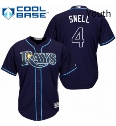 Youth Majestic Tampa Bay Rays 4 Blake Snell Authentic Navy Blue Alternate Cool Base MLB Jersey 