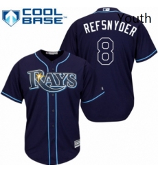 Youth Majestic Tampa Bay Rays 8 Rob Refsnyder Replica Navy Blue Alternate Cool Base MLB Jersey 