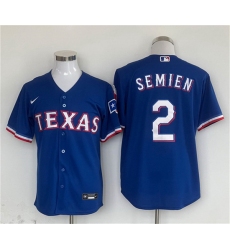 Men Texas Rangers 2 Marcus Semien Royal With Patch Cool Base Stitched Baseball Jersey