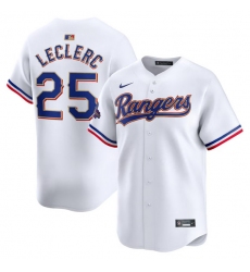 Men Texas Rangers 25 Jose Leclerc White 2024 Gold Collection Cool Base Stitched Baseball Jersey