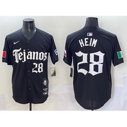 Men Texas Rangers 28 Jonah Heim Black Gothic Mexico 2025 Vapor Premier Limited Stitched Baseball Jersey