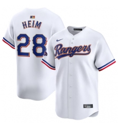 Men Texas Rangers 28 Jonah Heim White 2024 Gold Collection Cool Base Stitched Baseball Jersey