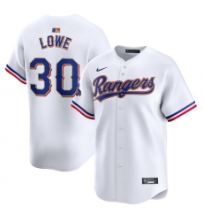 Men Texas Rangers 30 Nathaniel Lowe White 2024 Gold Collection Cool Base Stitched Baseball Jersey