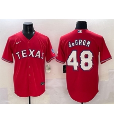 Men Texas Rangers 48 Jacob DeGrom Red With Patch Cool Base Stitched Baseball Jersey Men Texas Rangers 48 Jacob DeGrom Red With Patch Cool Base Stitched Baseball Jersey
