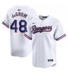 Men Texas Rangers 48 Jacob DeGrom White 2024 Gold Collection Cool Base Stitched Baseball Jersey