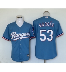 Men Texas Rangers 53 Adolis Garcia Blue With Patch Cool Base Stitched MLB Jersey