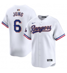 Men Texas Rangers 6 Josh Jung White 2024 Gold Collection Cool Base Stitched Baseball Jersey