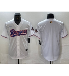 Men Texas Rangers Blank White 2024 Gold Collection Cool Base Stitched Baseball Jersey