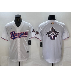 Men Texas Rangers Team Big Logo White 2024 Gold Collection Cool Base Stitched Baseball Jersey 6