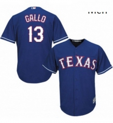 Mens Majestic Texas Rangers 13 Joey Gallo Replica Royal Blue Alternate 2 Cool Base MLB Jersey