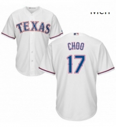 Mens Majestic Texas Rangers 17 Shin Soo Choo Replica White Home Cool Base MLB Jersey