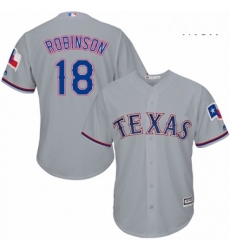 Mens Majestic Texas Rangers 18 Drew Robinson Replica Grey Road Cool Base MLB Jersey 