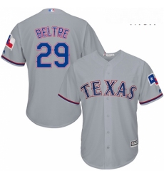 Mens Majestic Texas Rangers 29 Adrian Beltre Replica Grey Road Cool Base MLB Jersey