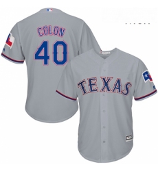 Mens Majestic Texas Rangers 40 Bartolo Colon Replica Grey Road Cool Base MLB Jersey 