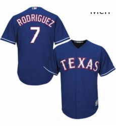 Mens Majestic Texas Rangers 7 Ivan Rodriguez Replica Royal Blue Alternate 2 Cool Base MLB Jersey