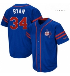 Mens Mitchell and Ness Texas Rangers 34 Nolan Ryan Authentic Blue Throwback MLB Jersey