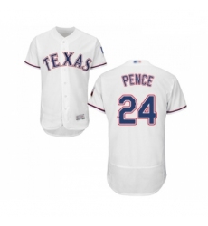 Mens Texas Rangers 24 Hunter Pence White Home Flex Base Authentic Collection Baseball Jersey