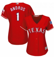 Womens Majestic Texas Rangers 1 Elvis Andrus Replica Red Alternate Cool Base MLB Jersey