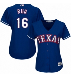 Womens Majestic Texas Rangers 16 Ryan Rua Authentic Royal Blue Alternate 2 Cool Base MLB Jersey 