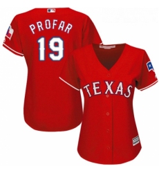 Womens Majestic Texas Rangers 19 Jurickson Profar Replica Red Alternate Cool Base MLB Jersey