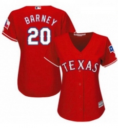 Womens Majestic Texas Rangers 20 Darwin Barney Authentic Red Alternate Cool Base MLB Jersey 