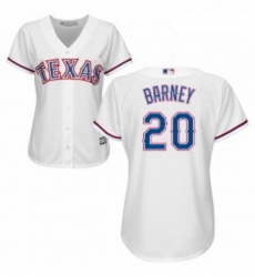 Womens Majestic Texas Rangers 20 Darwin Barney Authentic White Home Cool Base MLB Jersey 
